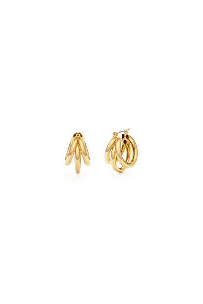 Vintage Style Triple Hoop Earring Gold