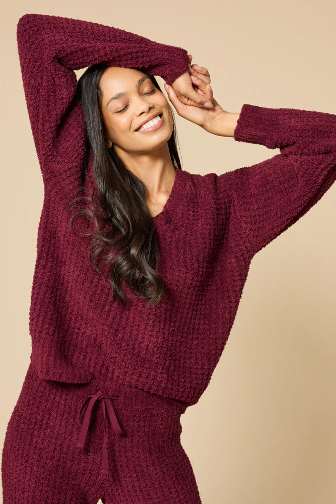 Waffle V-Neck Lounge Set