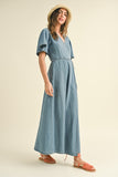 Washed Denim Wrap Dress