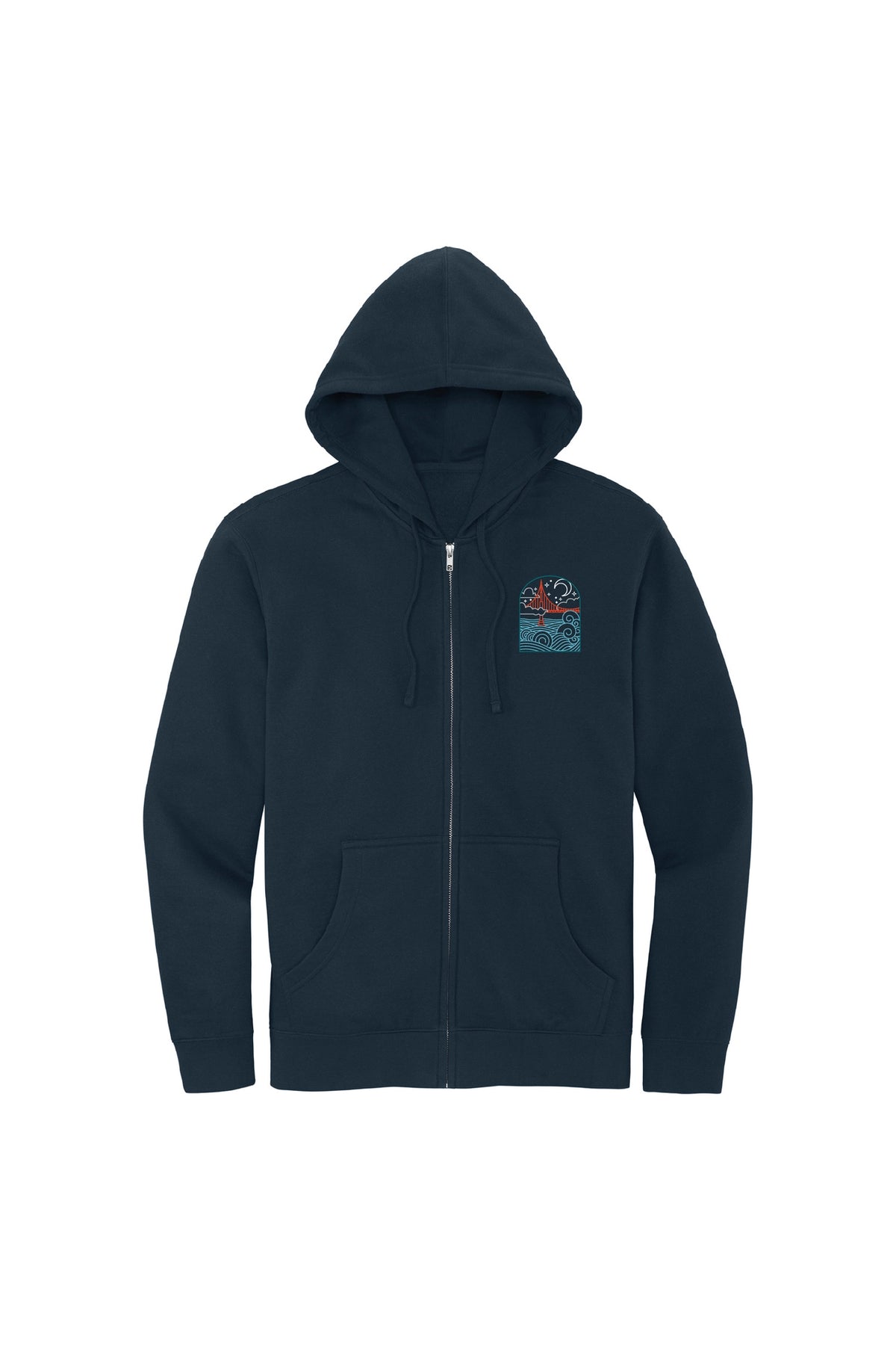 Wavy Bridge At Night Zip Hoodie