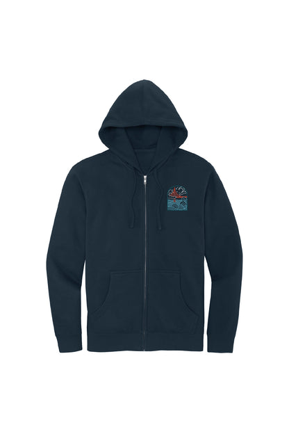 Wavy Bridge At Night Zip Hoodie