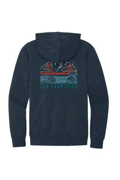 Wavy Bridge At Night Zip Hoodie