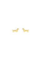 Gold Weiner Dog Stud Earrings