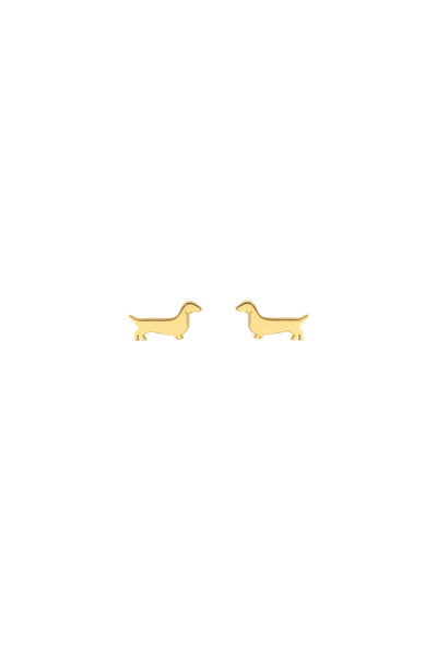 Gold Weiner Dog Stud Earrings