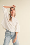 White Bubble Sleeve Top