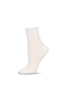 White Heart Ruffle Cuff Pointelle Socks