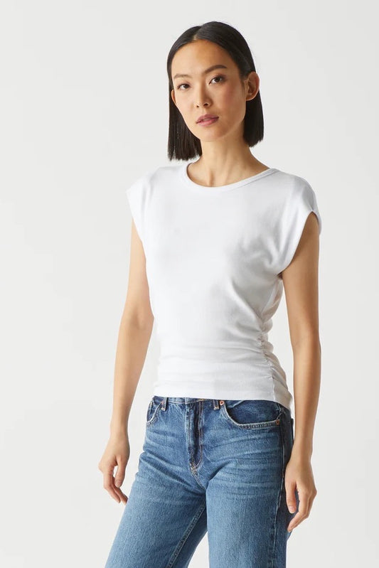 Joni Power Shoulder Tee White