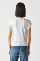 White Joni Power Shoulder Tee