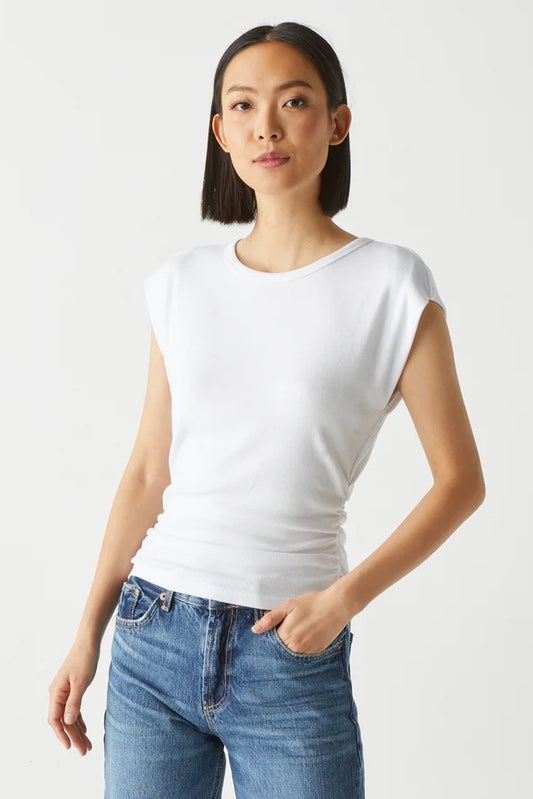 Joni Power Shoulder Tee White