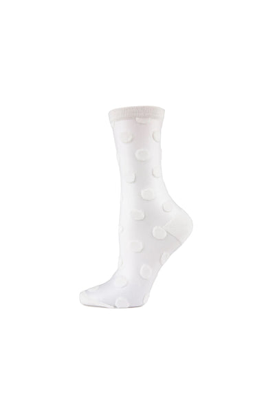 Winter White Sheer Polka Dot Socks