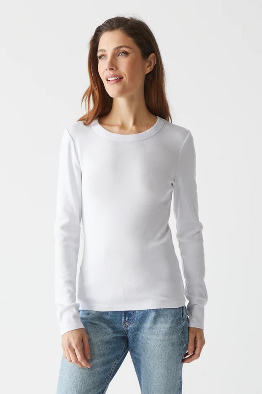Zola Ribbed Long Sleeve Tee White