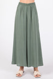 Woven Wide-Leg Pant Dark Sage