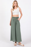 Woven Wide-Leg Pant Dark Sage