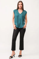 Yanis Silky V-Neck Top Deep Teal