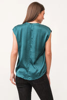 Yanis Silky V-Neck Top Deep Teal