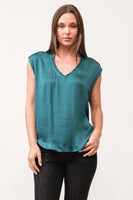 Yanis Silky V-Neck Top Deep Teal