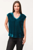 Yanis Velvet V-Neck Top Deep Teal