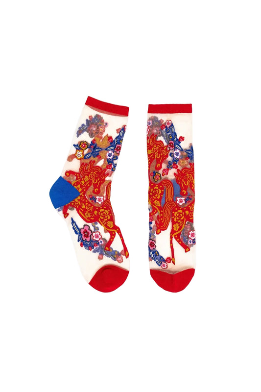 Year of the Horse Sheer Crew Sock