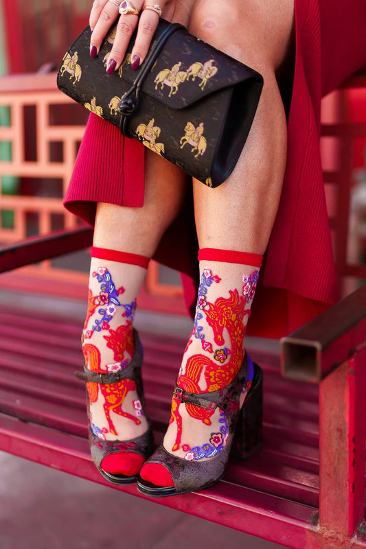 Year of the Horse Sheer Crew Sock