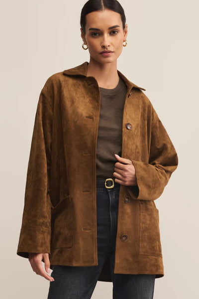 Decker Button Up Faux Suede Jacket