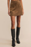 Ciera Faux Suede Mini Skirt Coconut