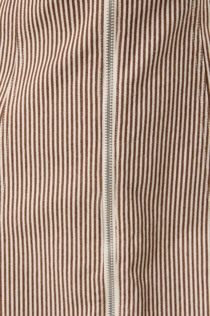 Zip Front Striped Mini Dress