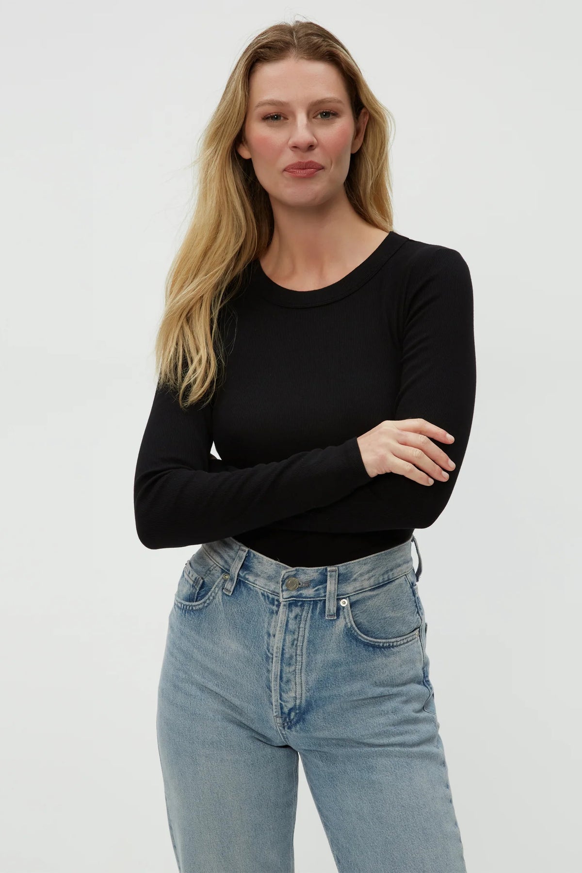 Zola Ribbed Long Sleeve Tee Black