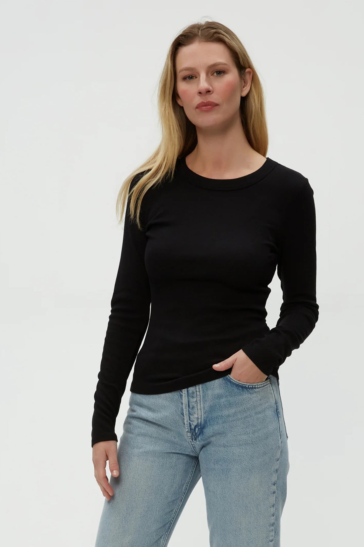 Zola Ribbed Long Sleeve Tee Black