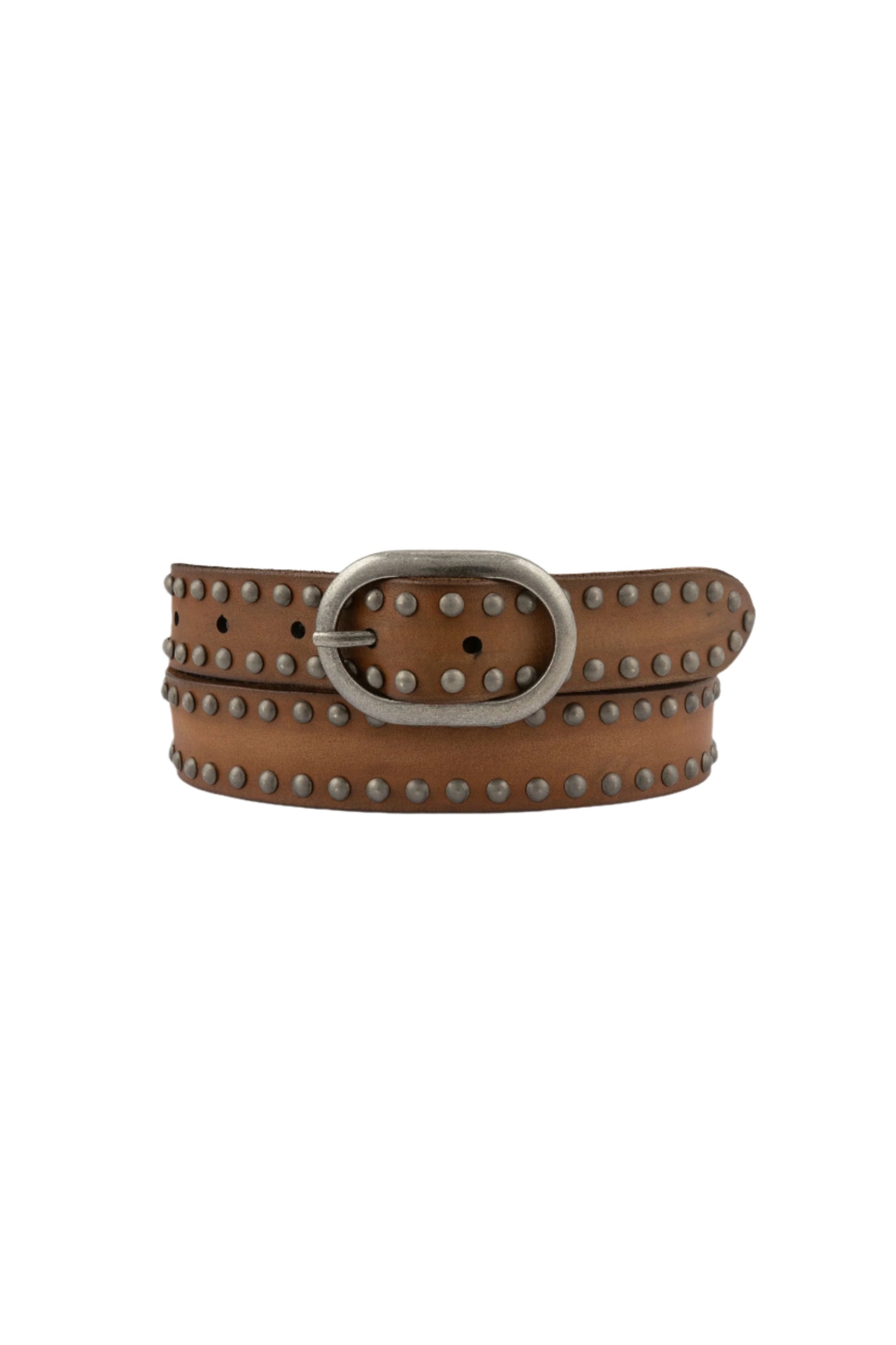 Zwier Oval Buckle Studded Belt Camel