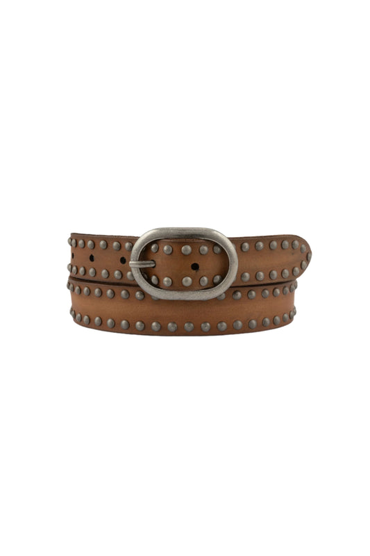 Zwier Oval Buckle Studded Belt Camel
