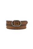 Zwier Oval Buckle Studded Belt Camel