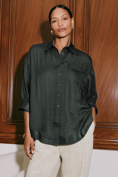 Oversized Long Sleeve Button Up Blouse