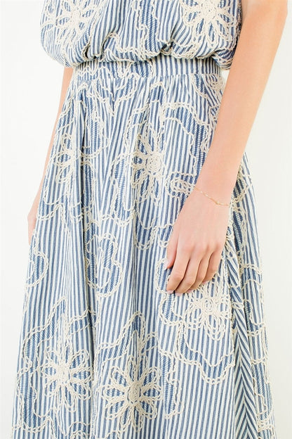 Floral Embroidered Midi Skirt