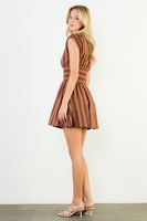 Short Sleeve Striped V-Neck Dress