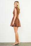 Short Sleeve Striped V-Neck Dress