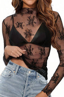Long Sleeve Mock All Over Lace Top