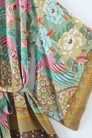Boho Peacock Print Tie-Waist Kimono