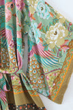 Boho Peacock Print Tie-Waist Kimono