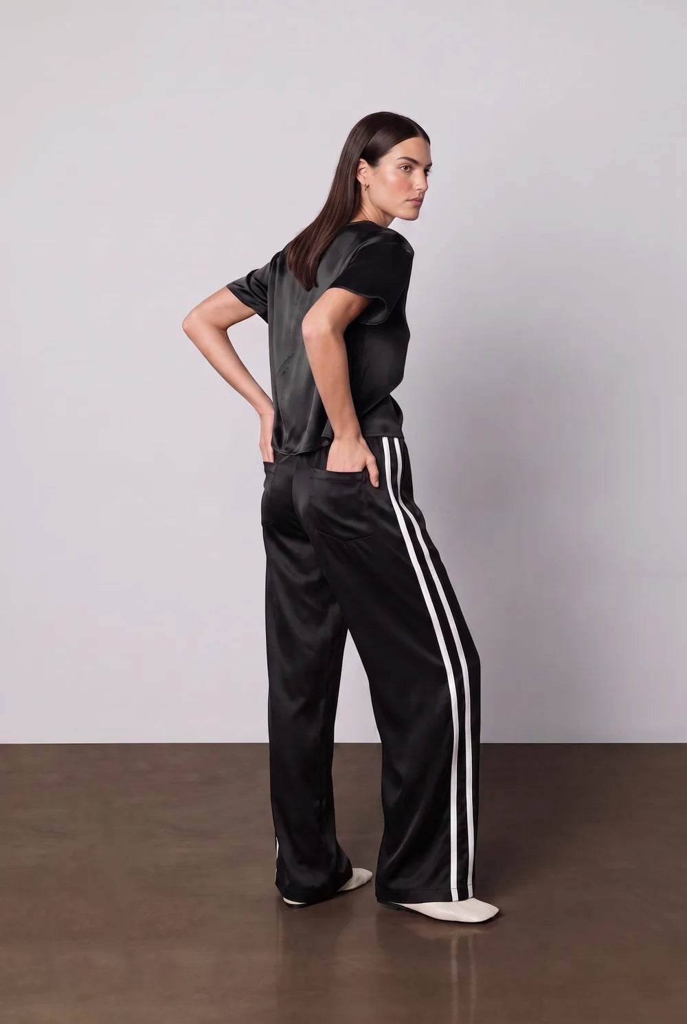 Double Stripe Silk Track Pant