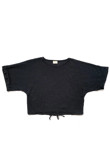 Ayana Cropped Gauze Top Black