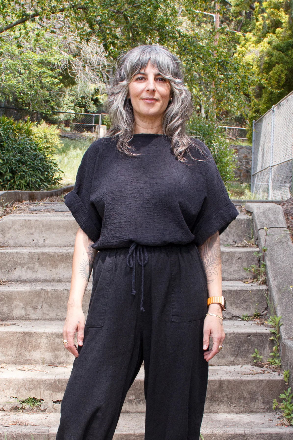Ayana Cropped Gauze Top Black