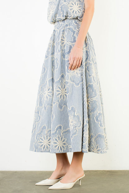 Floral Embroidered Midi Skirt
