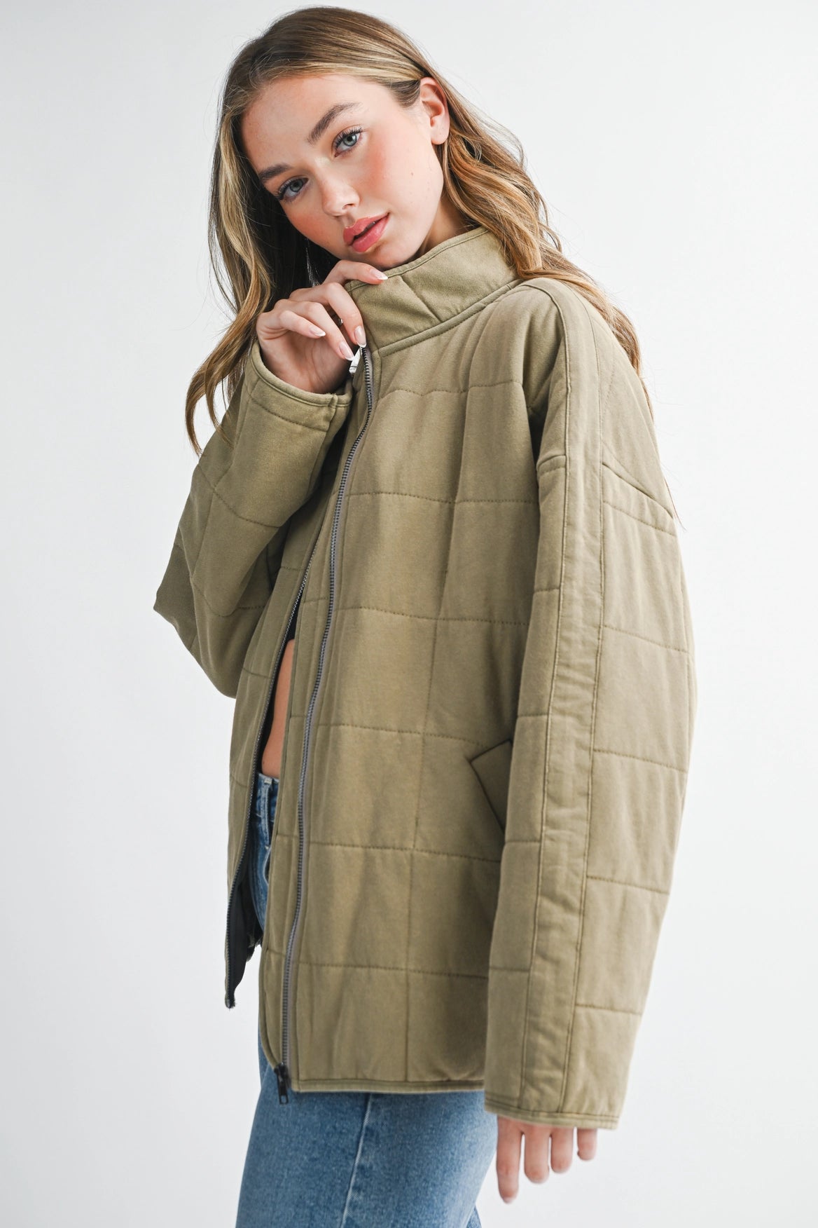 Dixie Oversize Quilted Jacket Olive