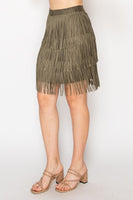 Olive Black Short Fringe Skirt