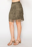 Olive Black Short Fringe Skirt