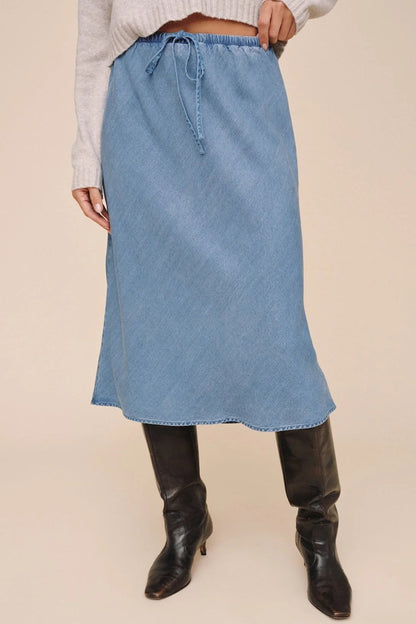 Bias Midi Skirt with Tie