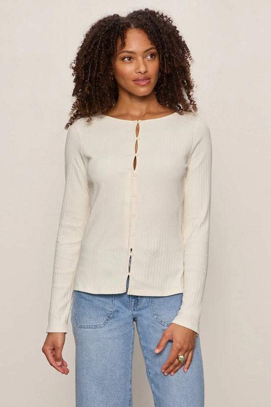 Button Front Ribbed Top