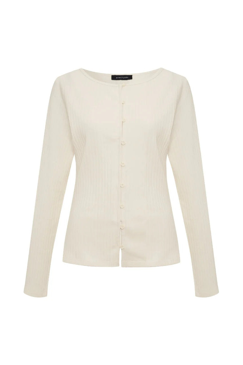 Button Front Ribbed Top