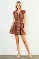 Short Sleeve Striped V-Neck Dress