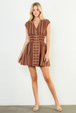 Short Sleeve Striped V-Neck Dress